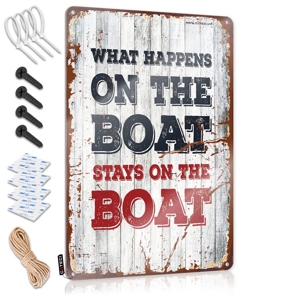 Metal Signs For Man Cave What Happens On The Boat Stays On The Sign Funny Metal Signs Decor Bar Man Cave Decor