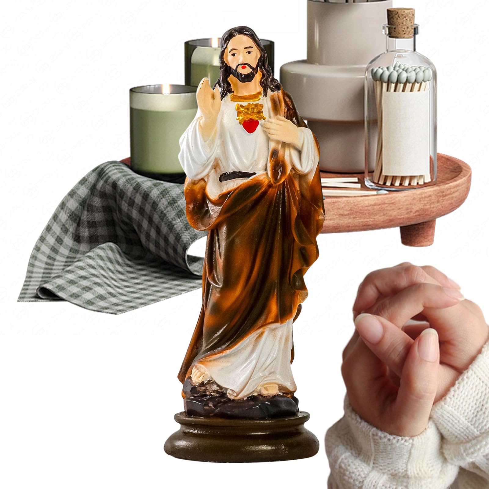 Statue de Jésus Christ en résine de 21 cm pour décoration et prière