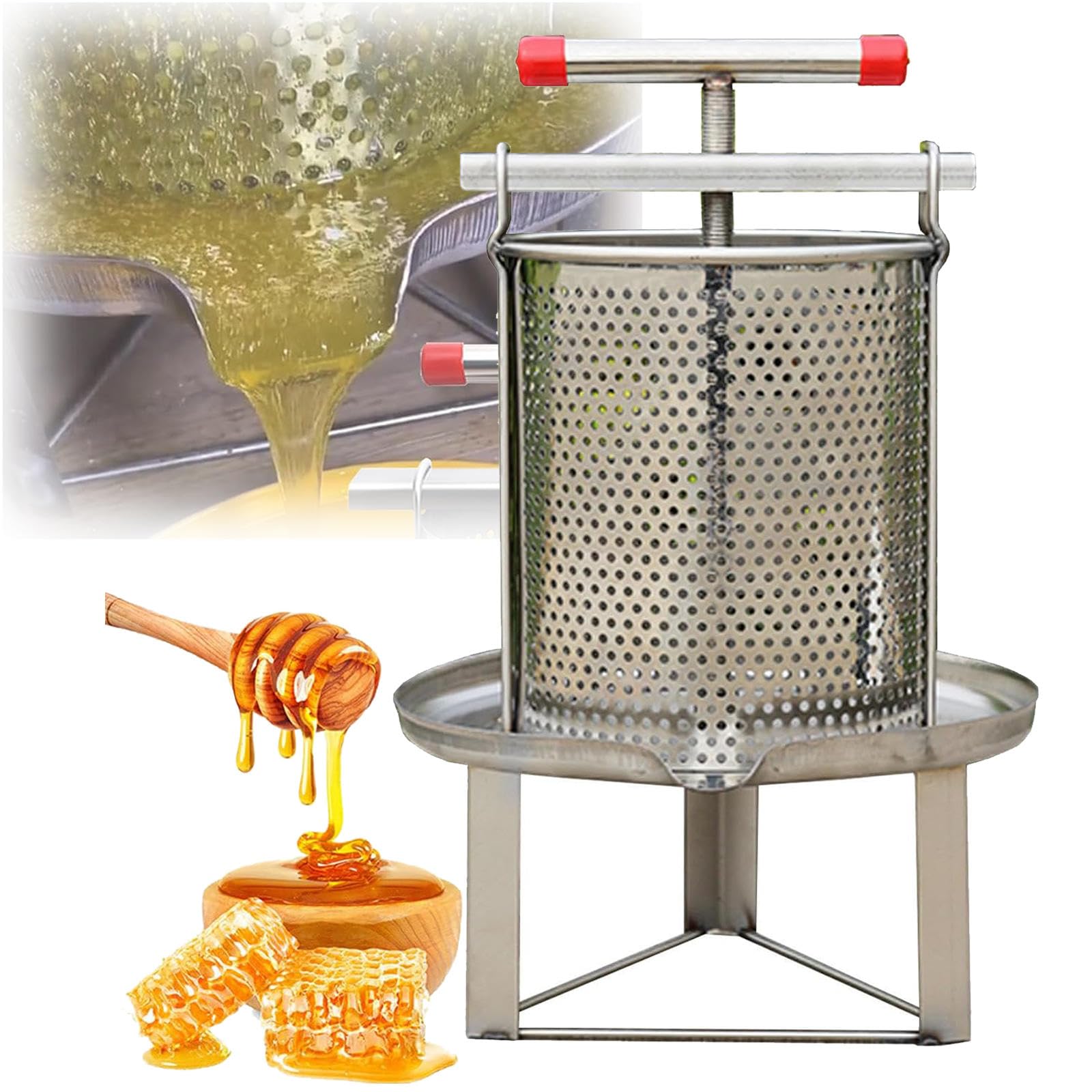 Extractor de Prensa de Miel, 12 L, Acero Inoxidable, Manual para El Hogar, Prensa de Miel, Máquina de Parafina, Prensa, Herramienta de Apicultura para Apicultura o Uso Comercial
