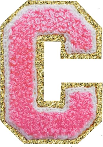 Miniatura 323 de Parches de letras termo-adhesivas de felpilla para chaquetas, parches de letras universitarias con brillantina para planchar en la letra azul A