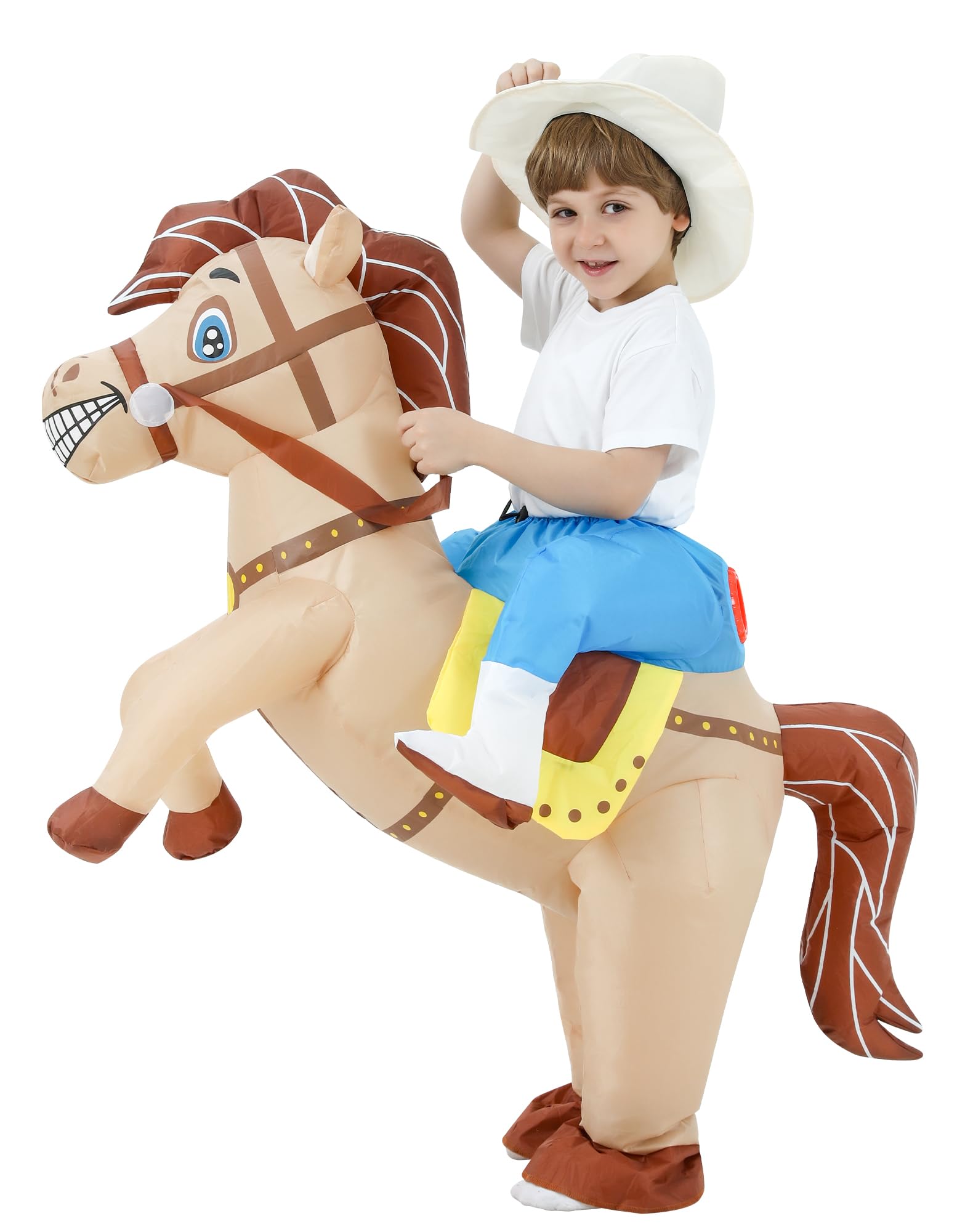Costume Gonfiabile da Cavallo, Costume Divertente da Cowboy a Cavallo, Perfetto per Halloween, Natale, Carnevale, Cosplay e Feste a Tema