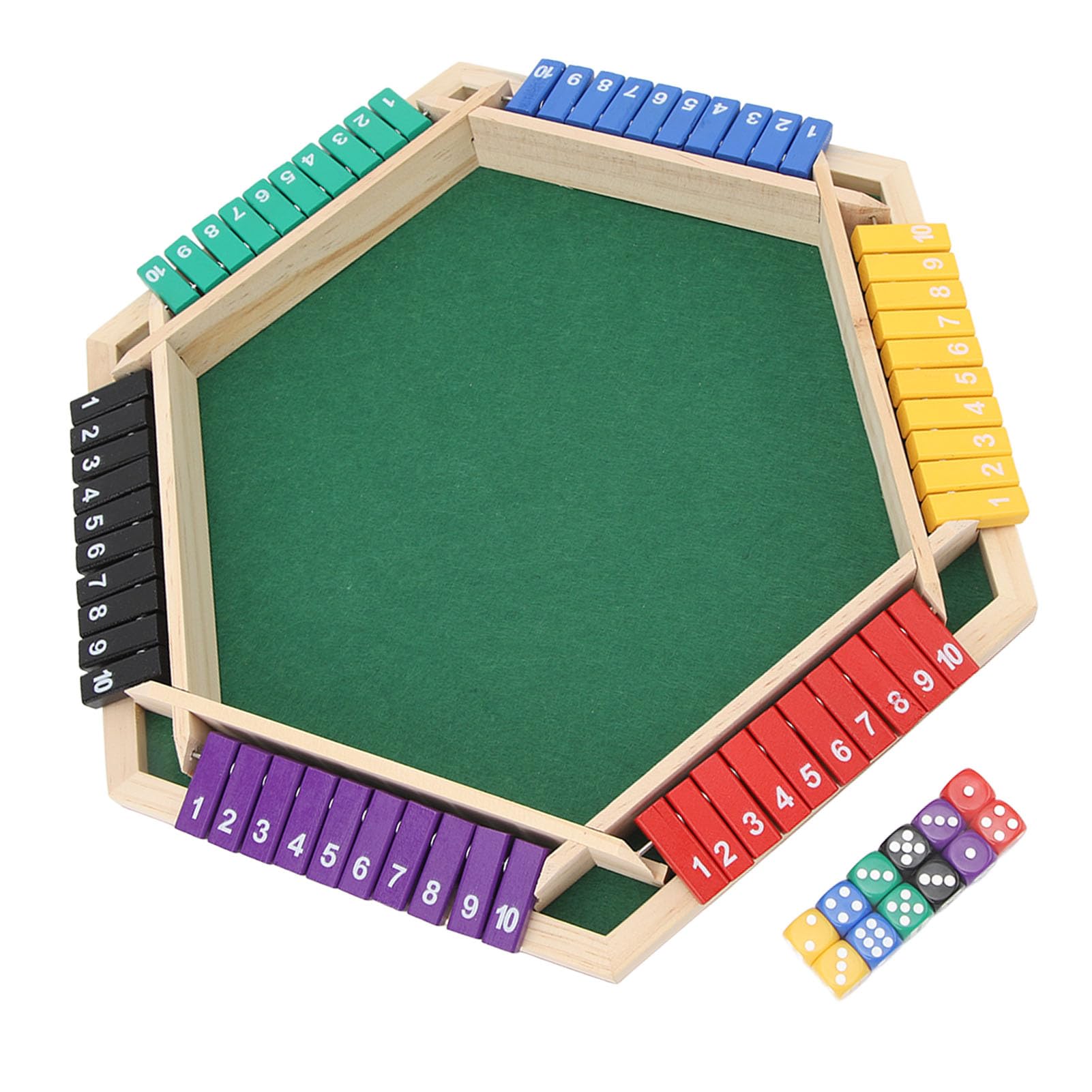 Chiudi la Scatola, Gioco da Tavolo con 12 Dadi Giochi di Dadi 6 Giocatori con Lati Colorati in Legno