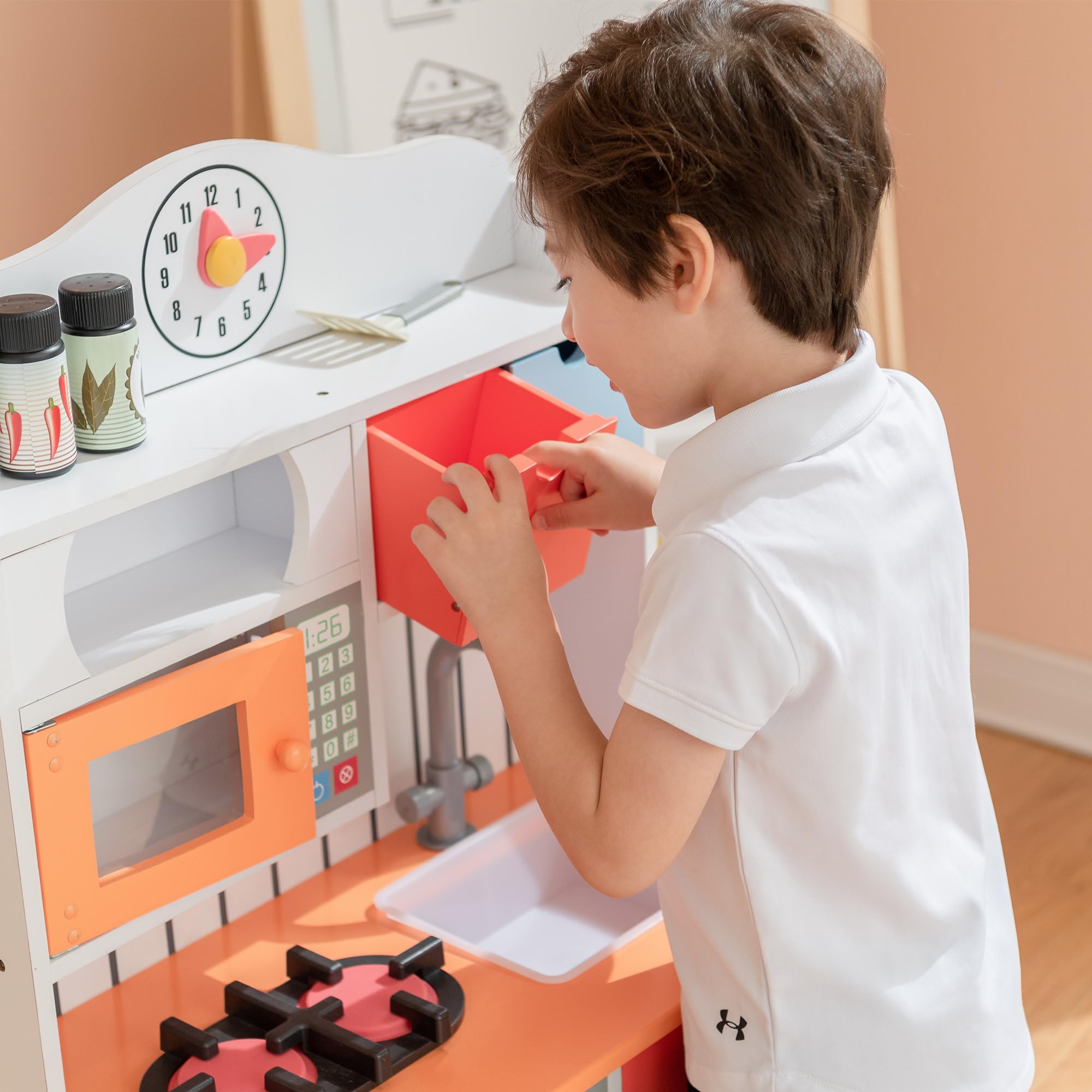 Teamson Kids Drewniana Dzieci?ca Kuchnia do Zabawy dla Ma?ych Szefów Kuchni TD-11708R