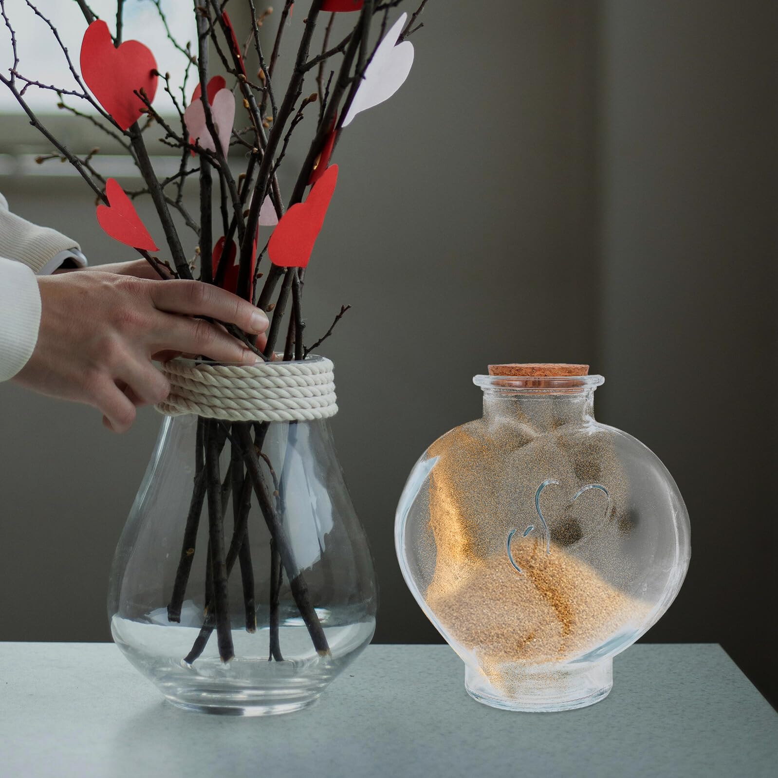 3 Stück Verkorkte Kleiner Glasflaschen für Sandzeremonie Herzflasche Fläschchen aus Klarem Glas Dekorative Hochzeits Erinnerungsstücke mit Korken Gästegeschenk für Hochzeit