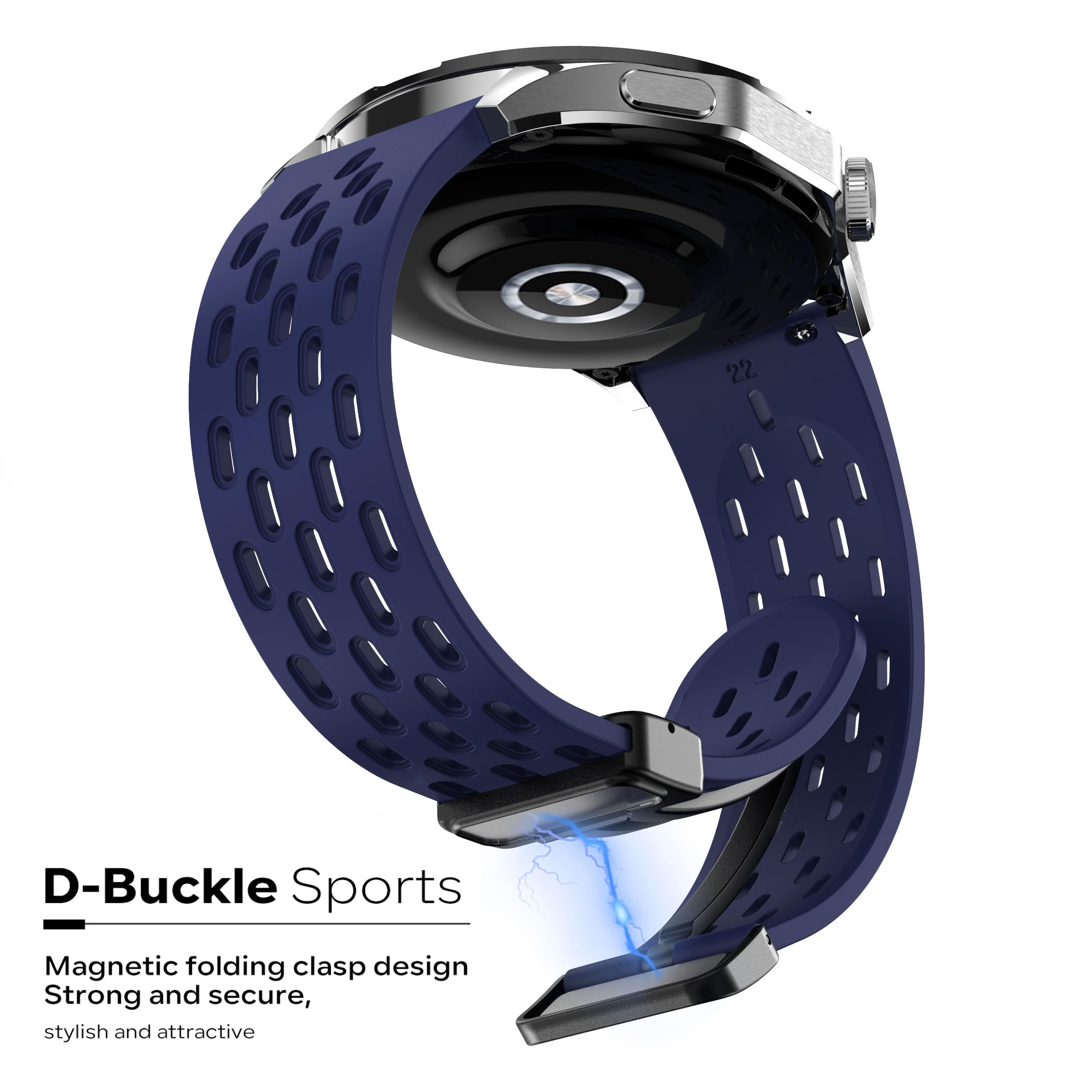 Bracelet de montre magnétique 18 mm, 19 mm, 20 mm, 22 mm, en silicone respirant, pour homme et femme