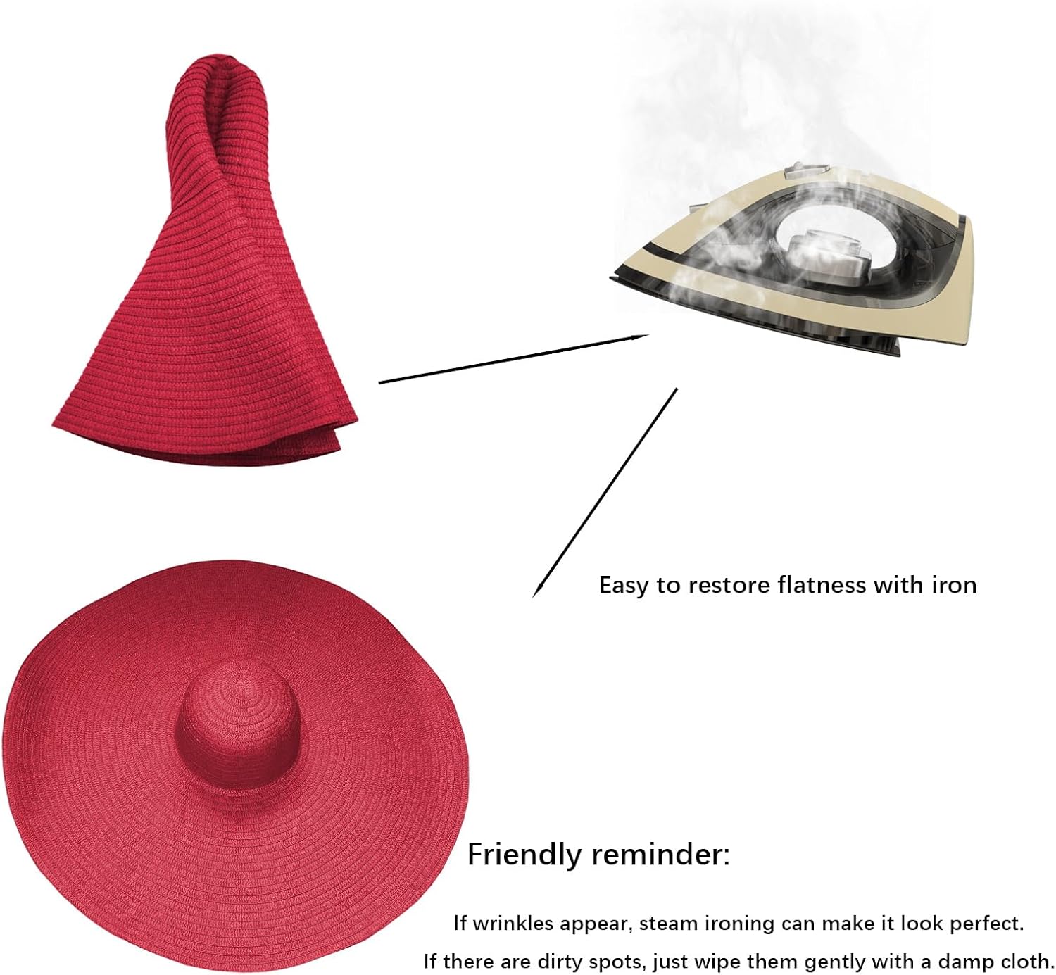 Oversized Sun Straw Hat for Women, UPF 50+ Floppy Wide Brim Summer Hat, Foldable Packable Roll up Beach Cap - Image 5