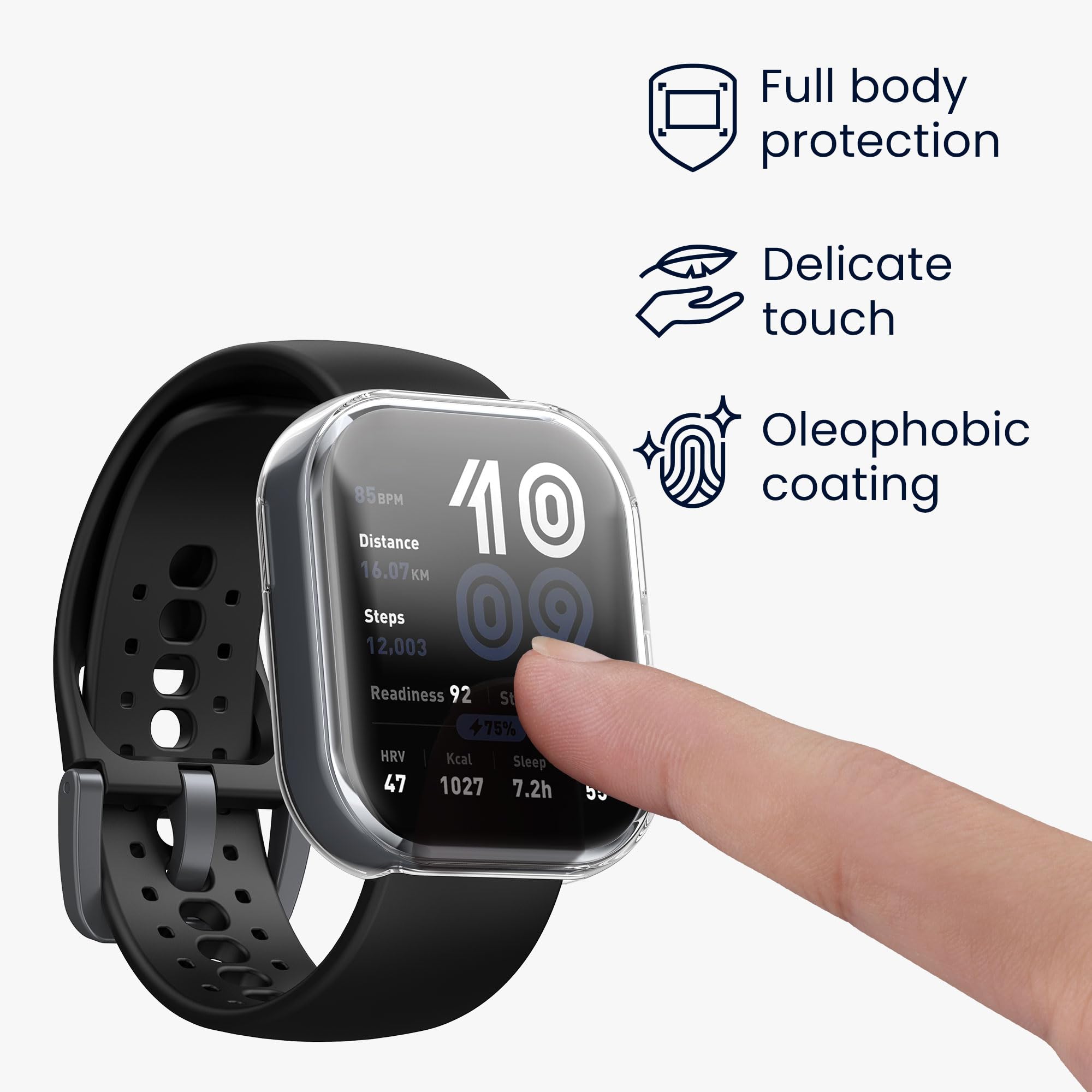kwmobile Etui kompatybilne z Amazfit Bip 6, 2 x silikonowe etui na monitor fitness z TPU, czarne/przezroczyste