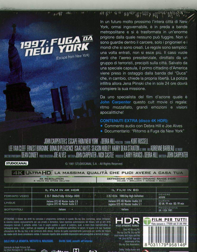 1997: Fuga Da New York (4K Ultra-HD+Blu-Ray) 4k Ultra-HD