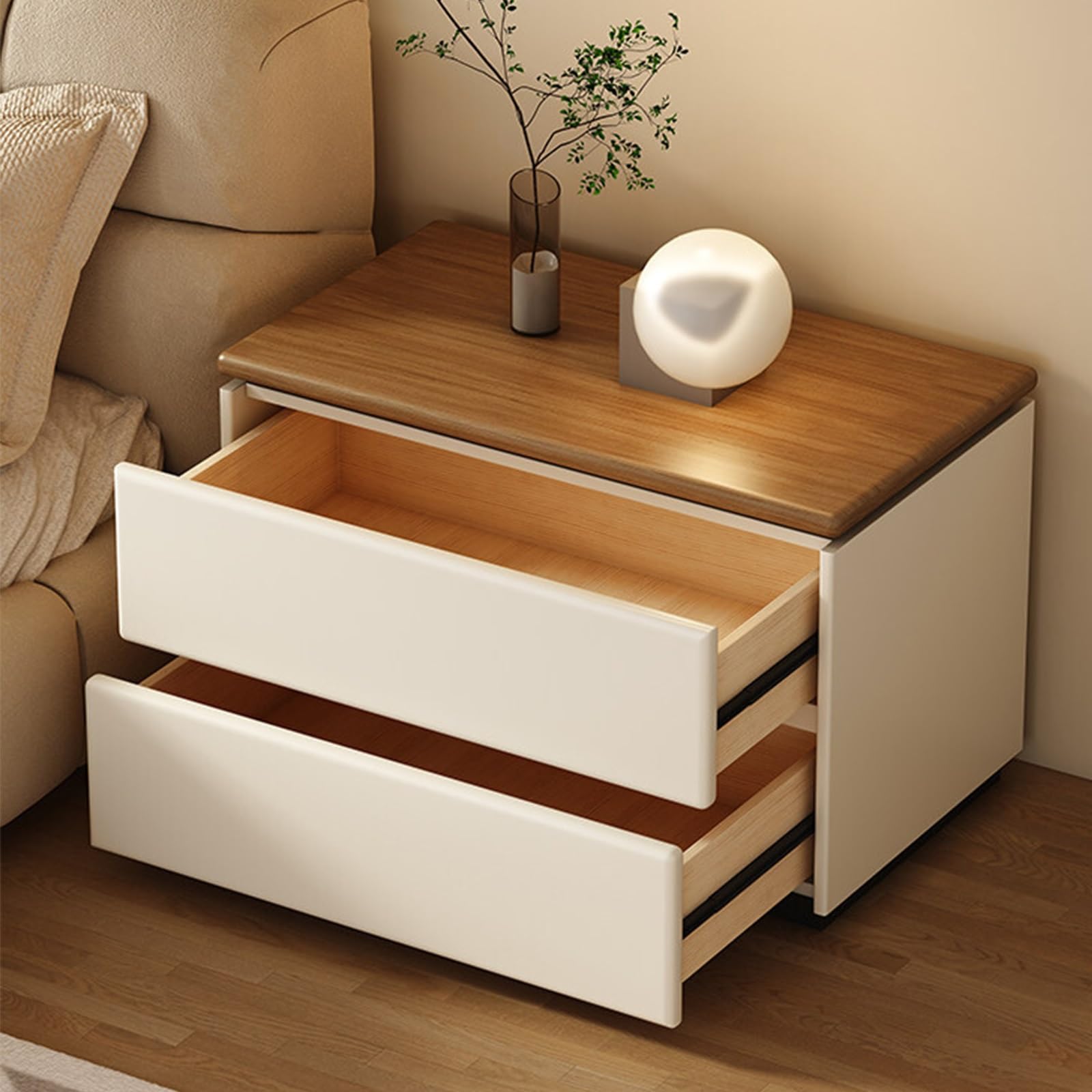 Comodino Comodino con Due cassetti e Piano Piatto for mobili contenitori for Camera da Letto Comodino in Legno