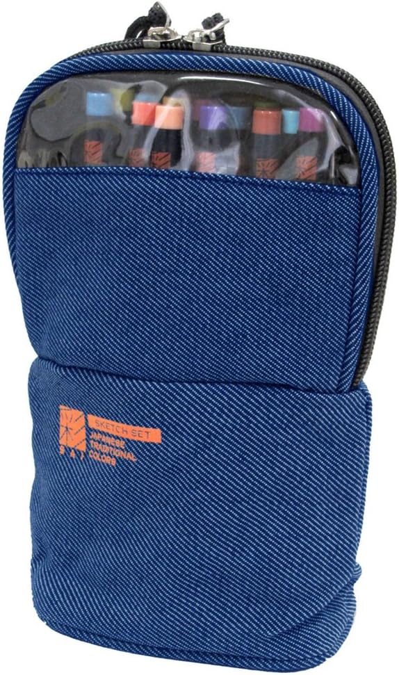 Akashiya Sai Watercolor Brush Pen & Drawing Set w/ Denim Bag