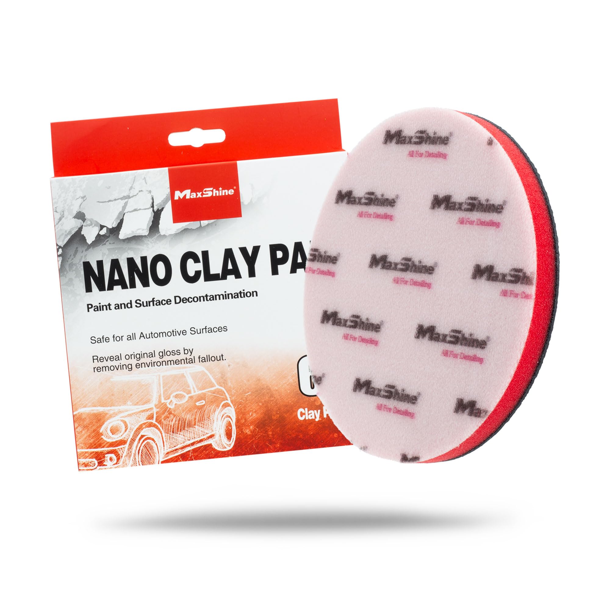 Maxshine Universal 6" Clay Pad – Reusable Clay Disc for Car Detailing, Removes Overspray, Brake Dust, Sap & Water Spots, Works with Hand Holder or Machine – Fast & Long-Lasting Decontamination