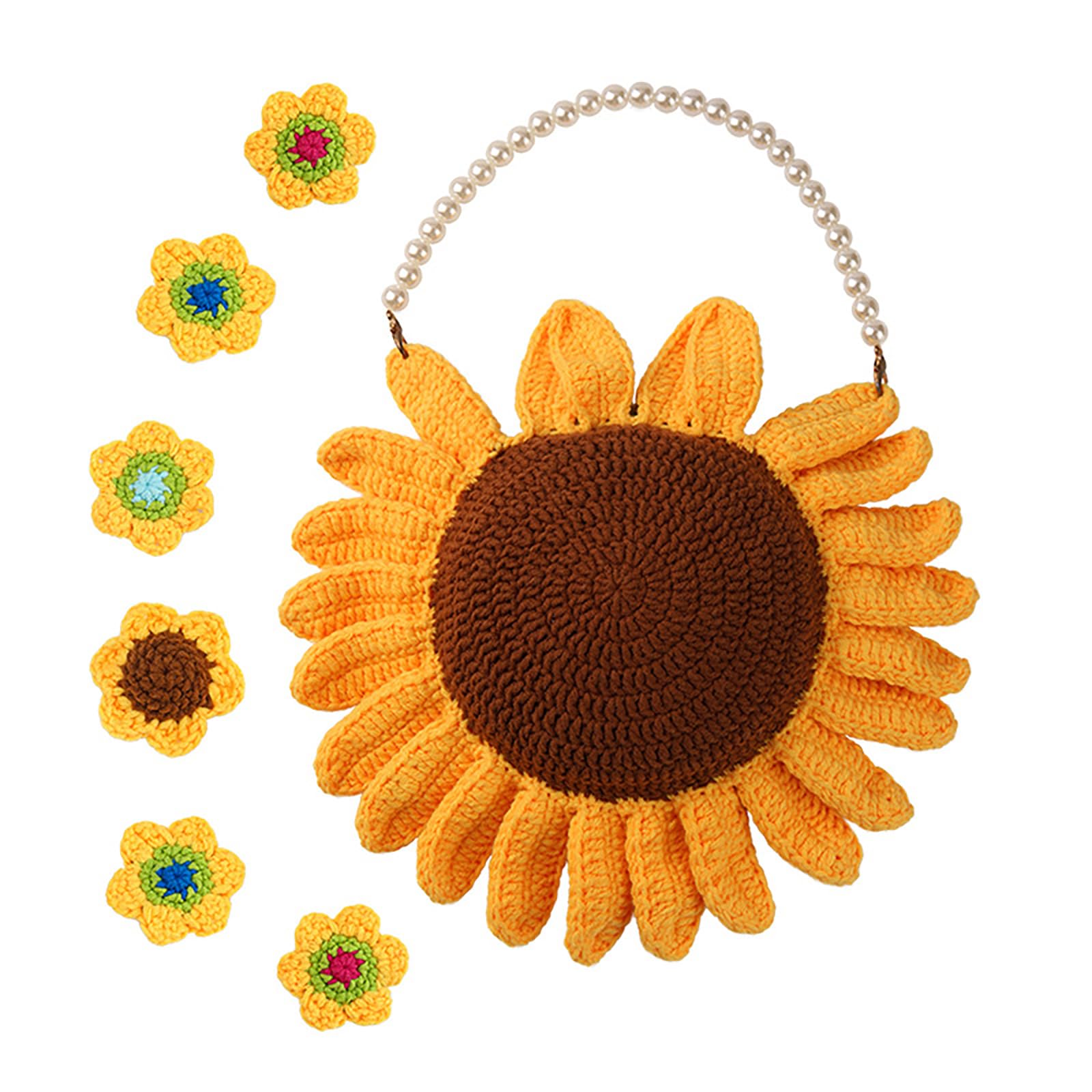Tsophreniq Flower Handbag Set for Beginner with Video Tutorial Instruction Tortoises Crochet Sret with Knitting Accessories Yarn Hook Knitting Tool