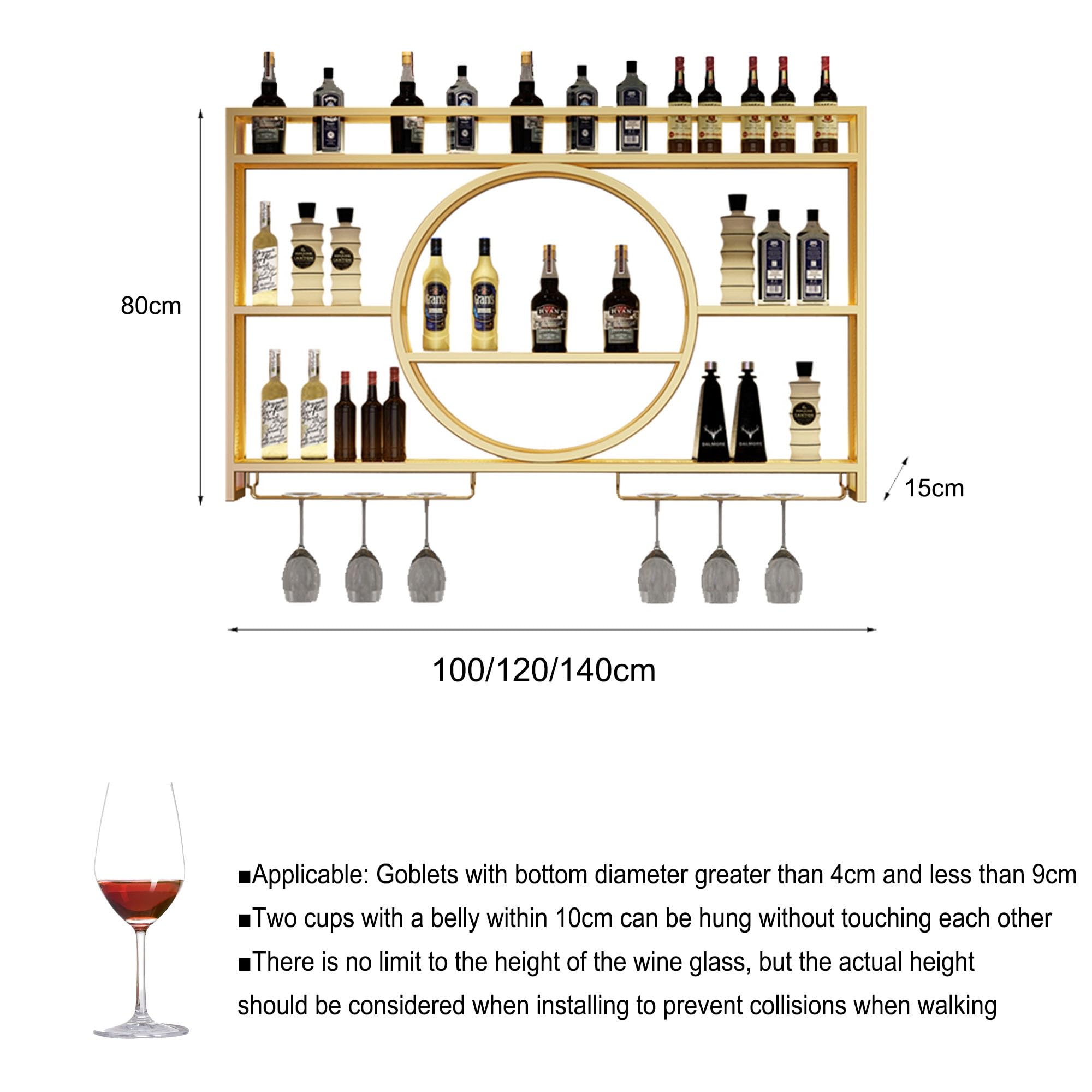 Botellero Vino Pared Para Vinoteca Wine Rack Botellero Vertical Garrafeira de Vino Mueble Bar Mini Bar para Casa Salon Barra Bar Muebles Cocina con Portavasos Estantes de Almacenamiento ( Color : Nero