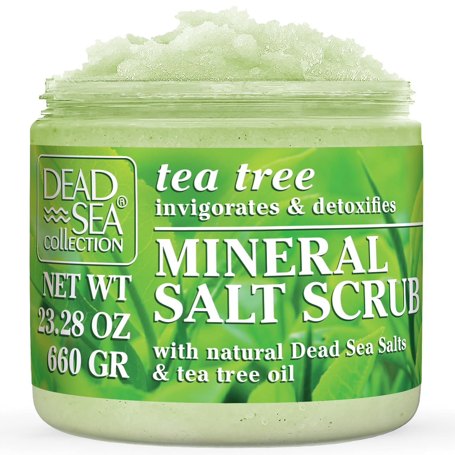 Tea Tree Salt Scrub – Exfoliating Body Scrub for Women – Moisturizing and Nourishing Skin – with Pure Oils and Dead Sea Minerals (23.28 Oz)