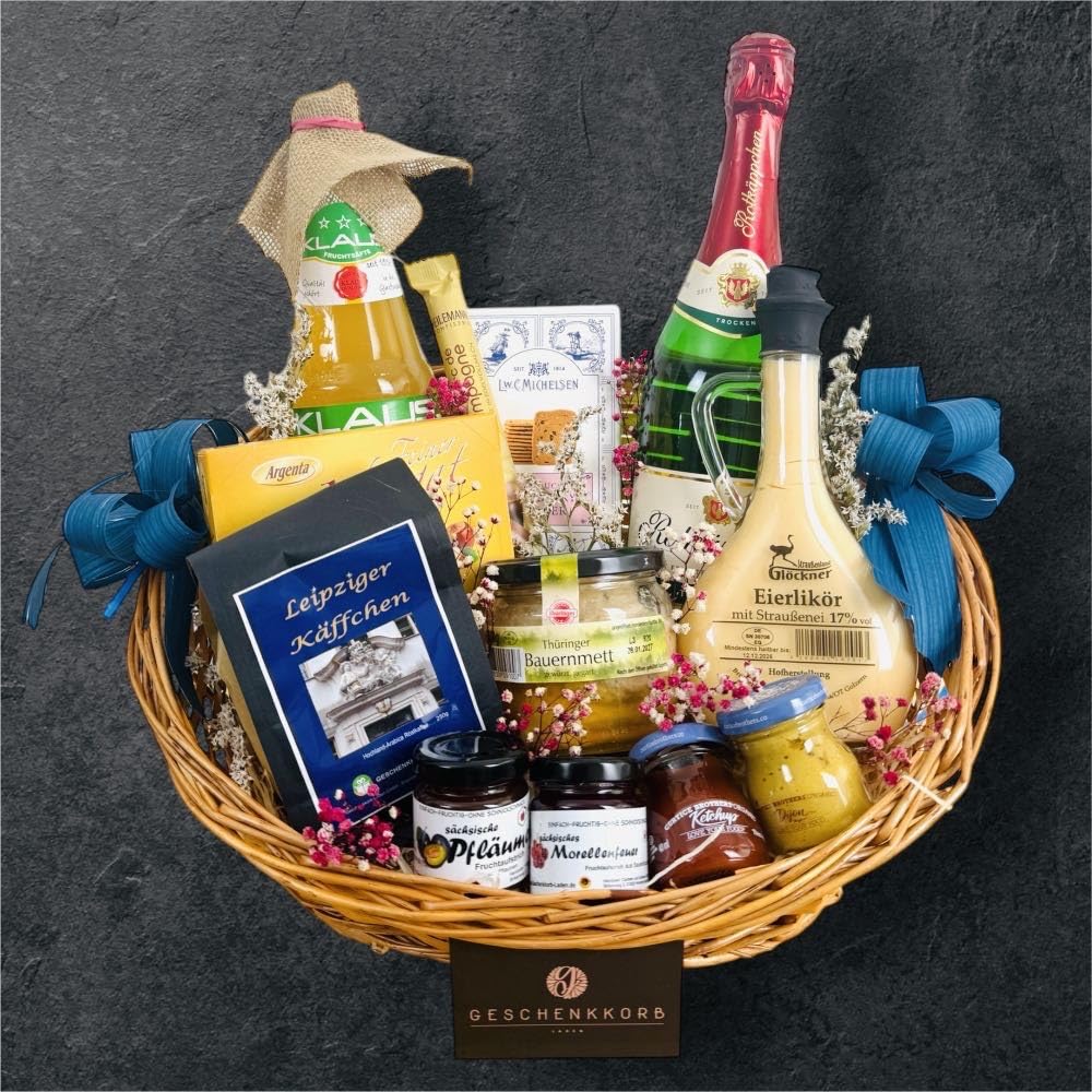 Mittlerer Geburtstagskorb | Geschenkkorb mit Leckereien und Snacks | Perfektes Präsent zum Geburtstag | Hochwertiger Korb für besondere Anlässe | Schön verpacktes Geschenk.