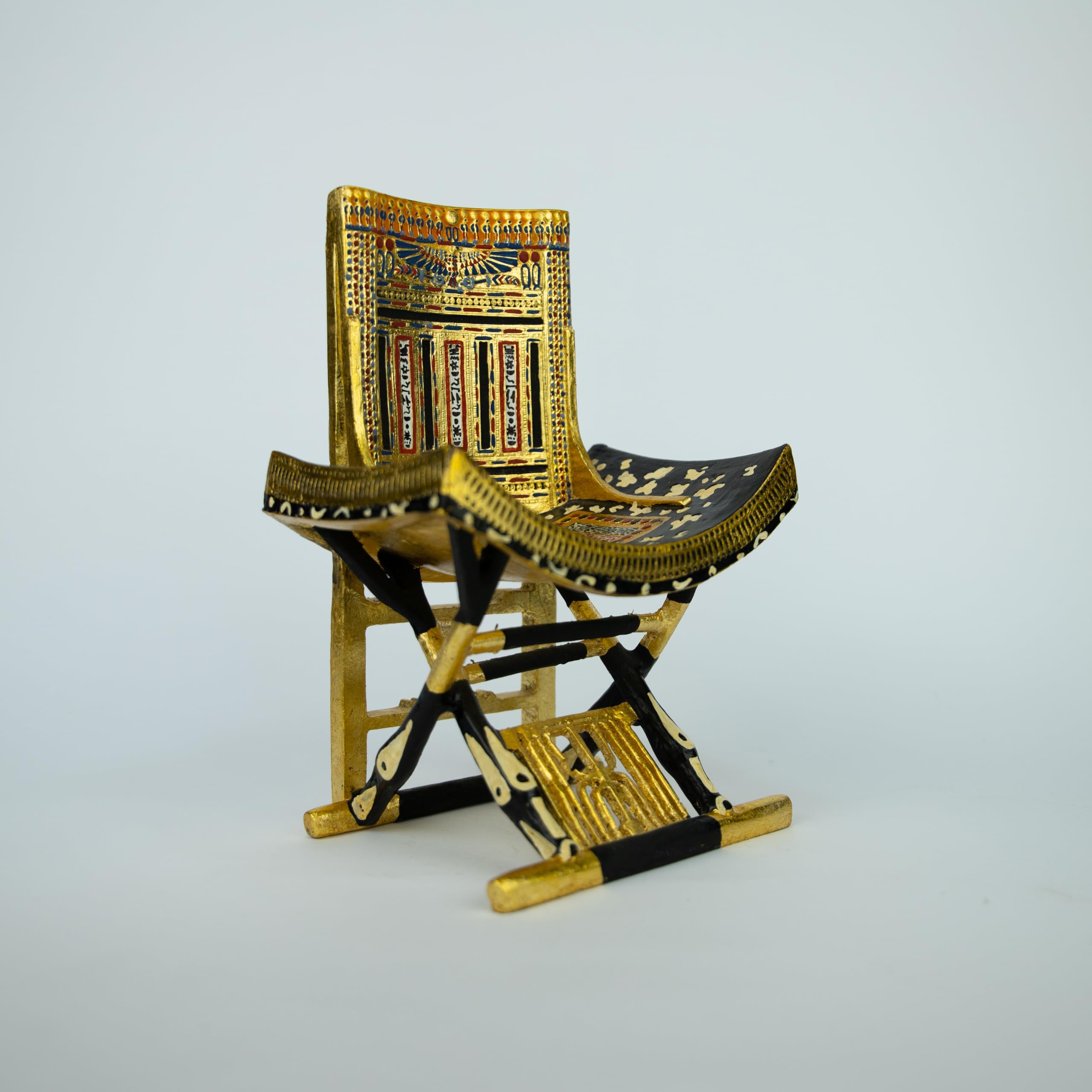 Handcrafted Ceremonial Chair of King tutankhamun, Masterfully Handcrafted Elegance, Gold, Polyester, Quintessence of Wellbeing, Majestic Centerpiece for Shelf & Desk…