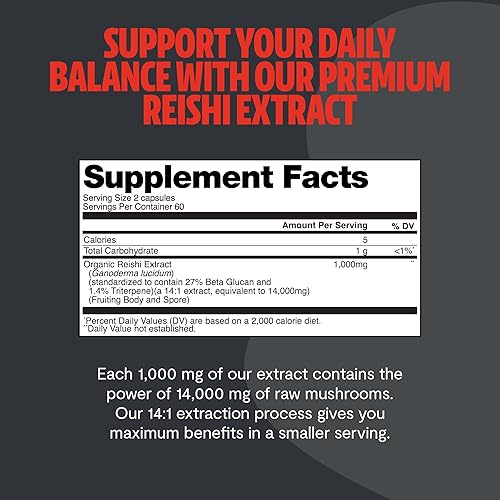 Miniatura 6 de FreshCap Mushrooms Suplemento de hongos Reishi 14,000 mg - Extracto de cápsulas de hongos Reishi, suplementos de hierbas, suplemento de reishi rojo