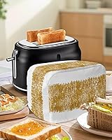 Vista 5 de Cubierta para tostadora de 4 rebanadas, cubierta para máquina de pan, arte abstracto moderno, patrón de impresión a rayas naranjas, cubierta