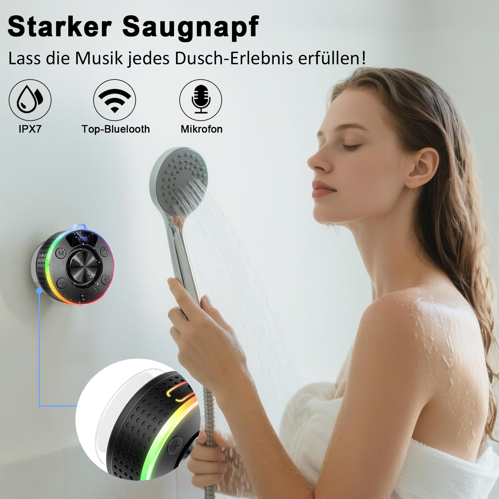 Donerton Altoparlante Bluetooth, altoparlanti Bluetooth portatili con suono stereo, impermeabile IP7, mini altoparlante con microfono integrato, bassi profondi