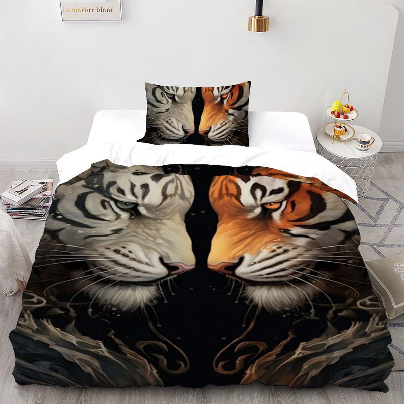Housse de couette 135x200cm animaux microfibre anti-glissement à fermeture éclair lit garçon