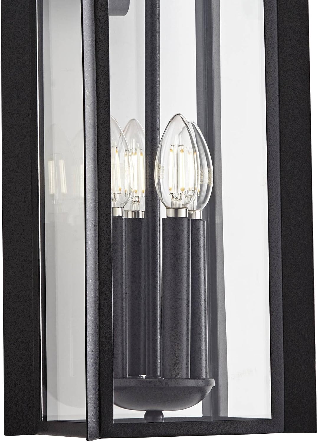 Franklin Iron Works Bransford 28 1/4" High Farmhouse Rustic Outdoor Wall Light Fixture Mount Porch House Exterior Outside Lantern Scroll Weatherproof Black-Specked Gray Metal Clear Glass Shade