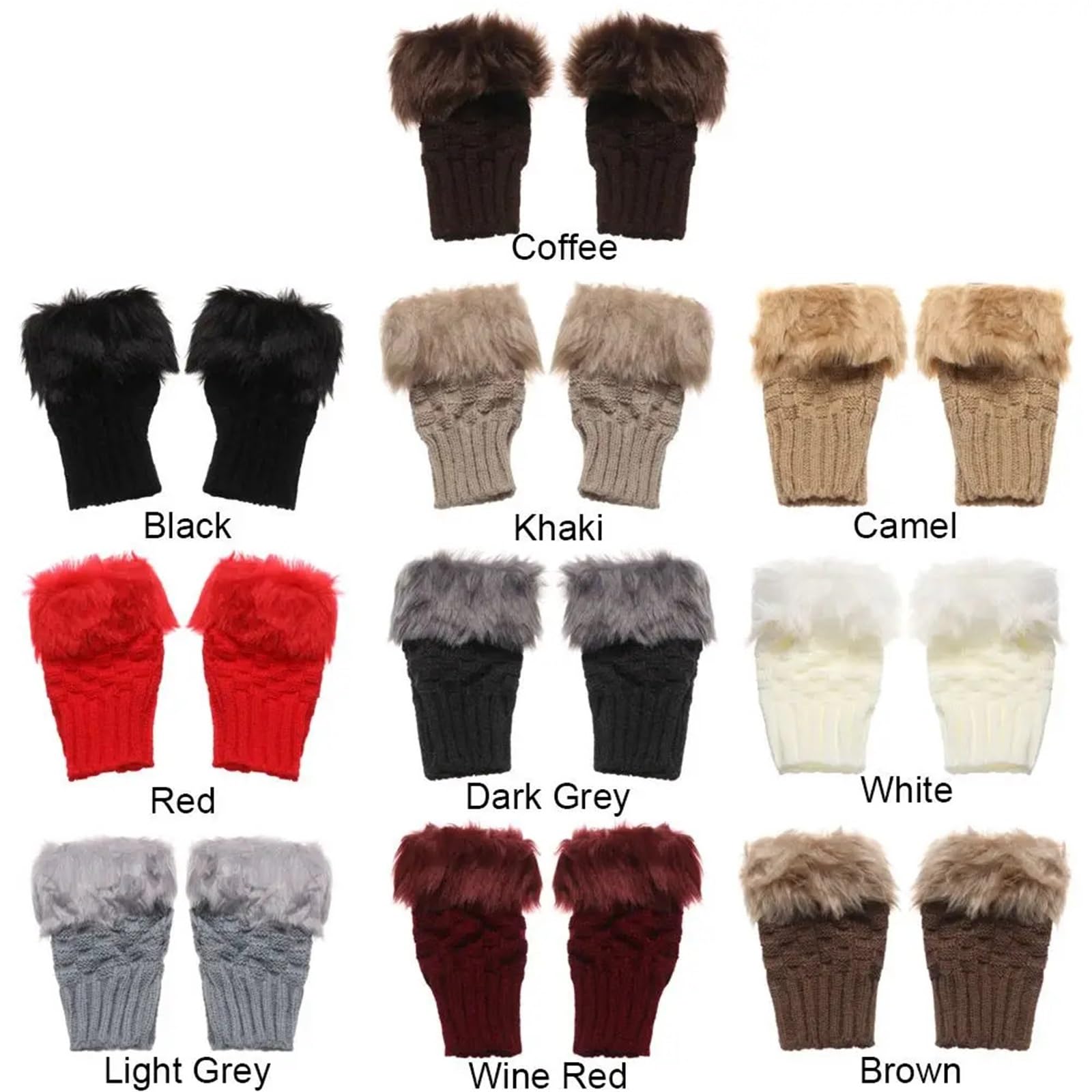 2 pares de guantes suaves sin dedos, for mujeres y niñas, cálidos invierno Para Correr, Ciclismo, Conducir