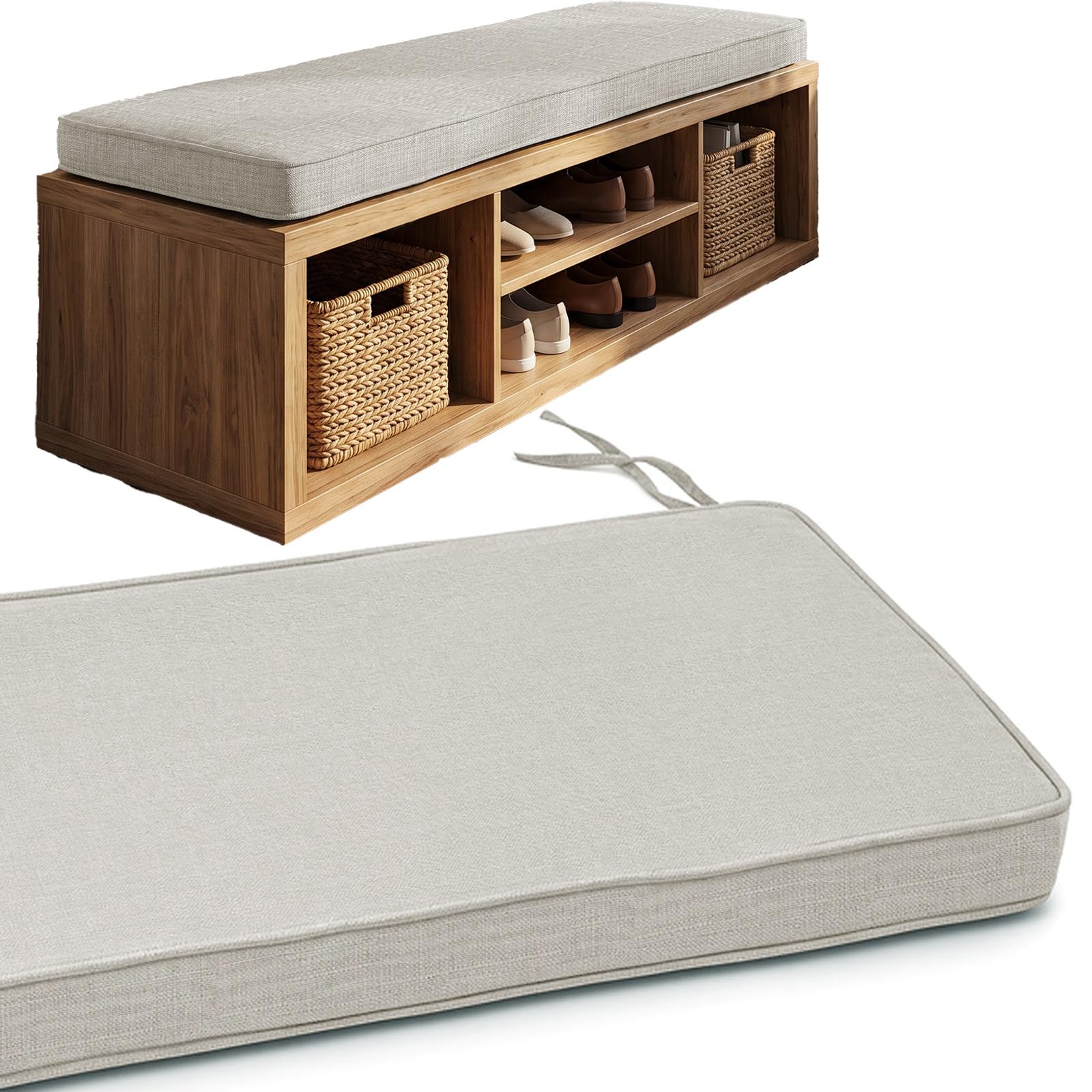 Bench Cushion for Indoor Furniture, Washable Non-Slip Shoe Bench Seat Pad
