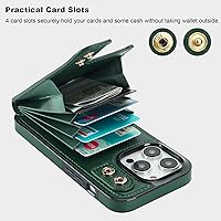 Vista 4 de Folosu Funda compatible con iPhone 14 Pro con soporte para tarjetas, rotación de 360°, soporte de anillo de dedo con función atril, bloqueo RFID