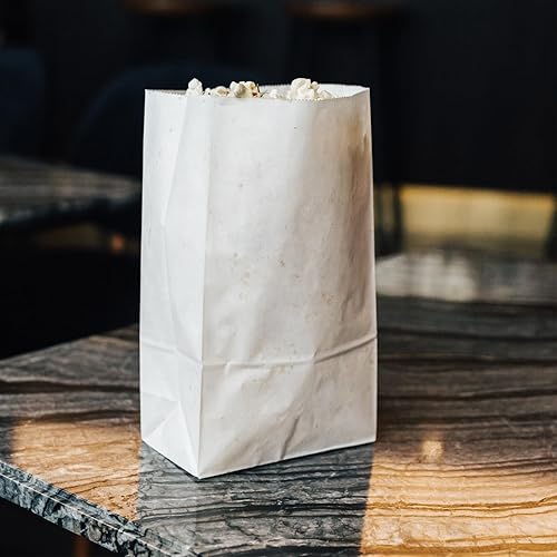 Miniatura 5 de Bolsas de almuerzo de papel blanco, bolsas de pan de 4 libras, 5 x 2.95 x 9.45 pulgadas, 100 bolsas pequeñas de papel kraft para aperitivos, bolsas