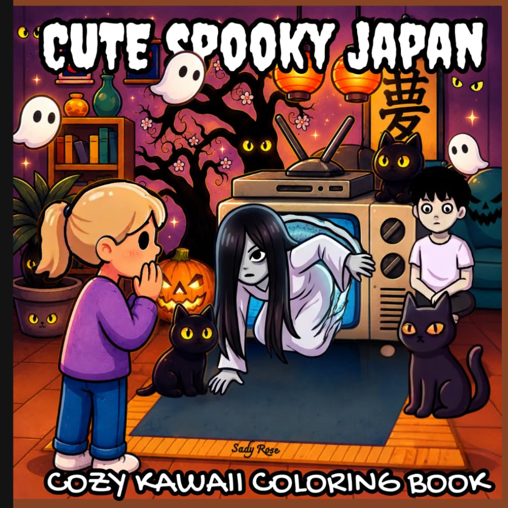 Cute Spooky Japan Cozy Kawaii Coloring Book: A Creepy Cute Japan & 90s Horror Nostalgia Coloring Book Adventure