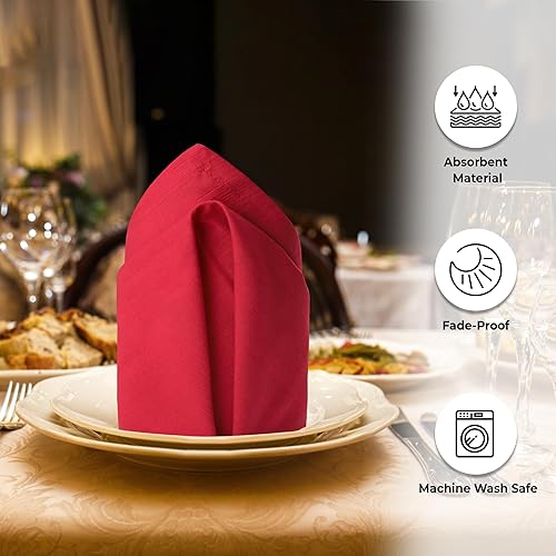 Miniatura 2 de Urban Villa Juego de 4 servilletas de cena de color gris de gran tamaño, 20 x 20 pulgadas, servilletas de tela de algodón de alta calidad con