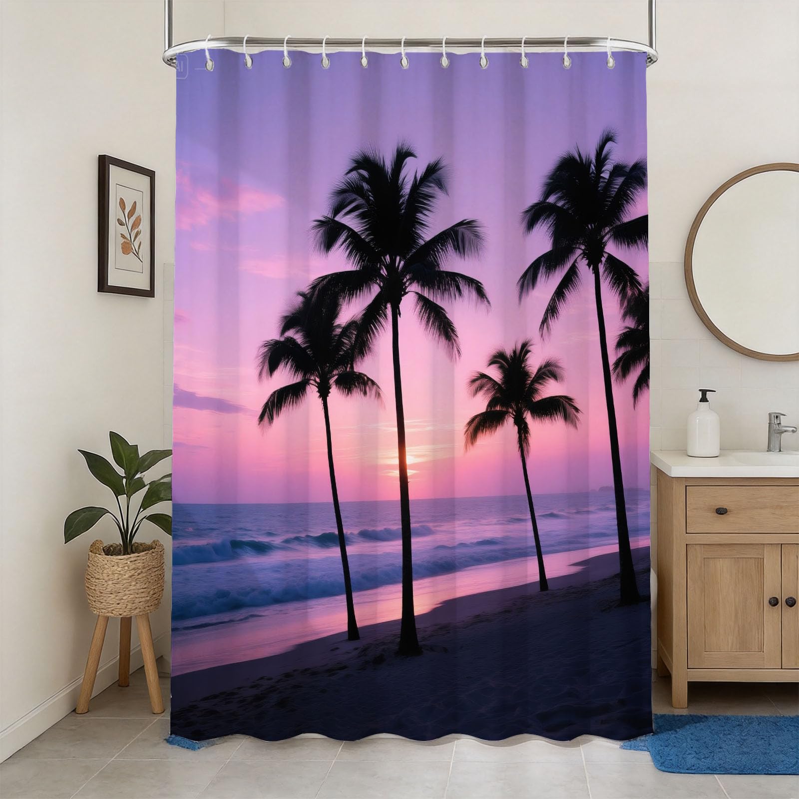 Rideau de douche 200x200 imperméable en polyester anti-moisissure avec anneaux