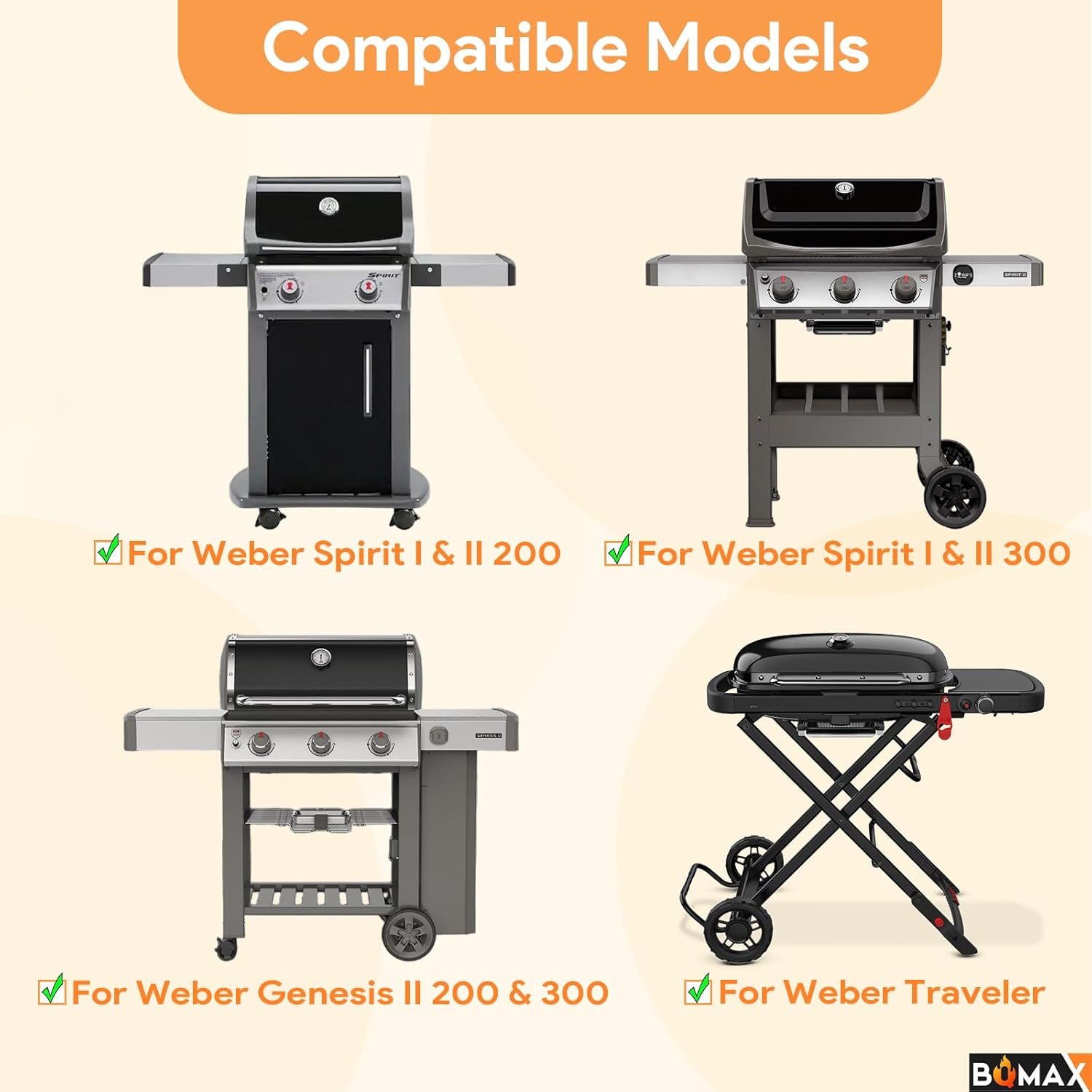 BQMAX 67047 Aluminum Catch Pan Kit for Weber Spirit 200/300 Genesis 200/300 Series, 6415 Grill Drip Pan Liners for Weber Spirit II E-210 E-310 E-330 Genesis II 300 Series Drip Pan for Weber Grease
