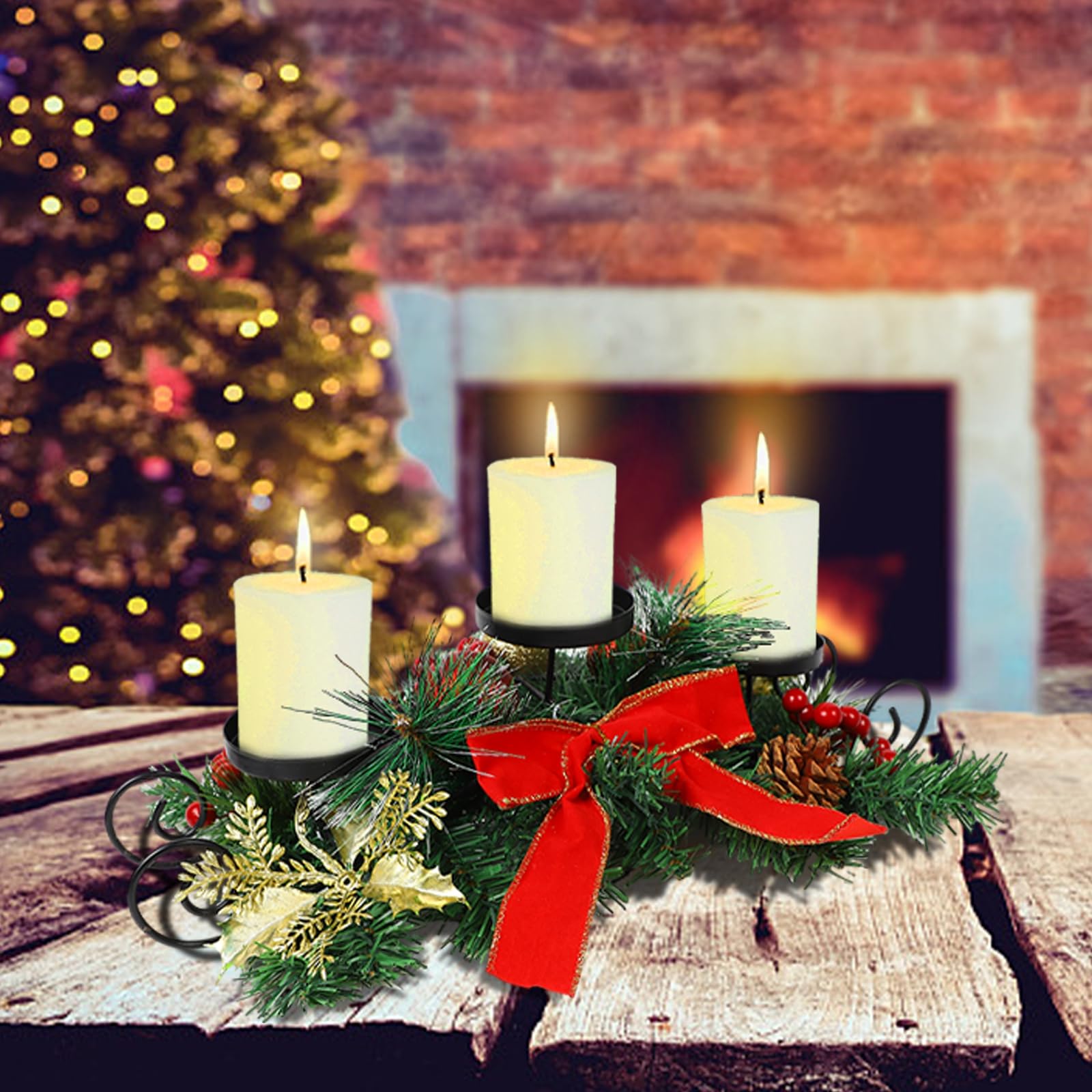 Amazon.co.jp: MorTime クリスマスキャンドルホルダー センターピース