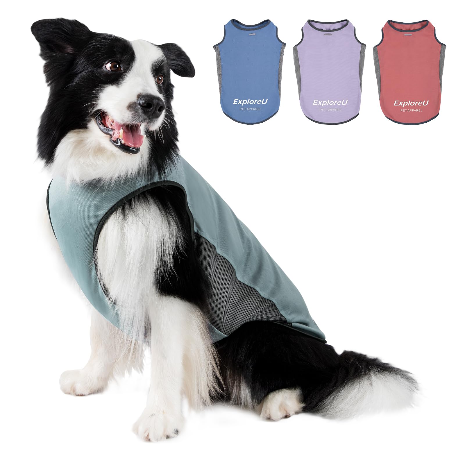 Gilet rafraîchissant pour chien avec protection solaire douce et extensible, brumeux, taille L | T-shirt rafraîchissant, doux pour les peaux sensibles, séchage rapide, léger, débardeur pour les activités de plein air