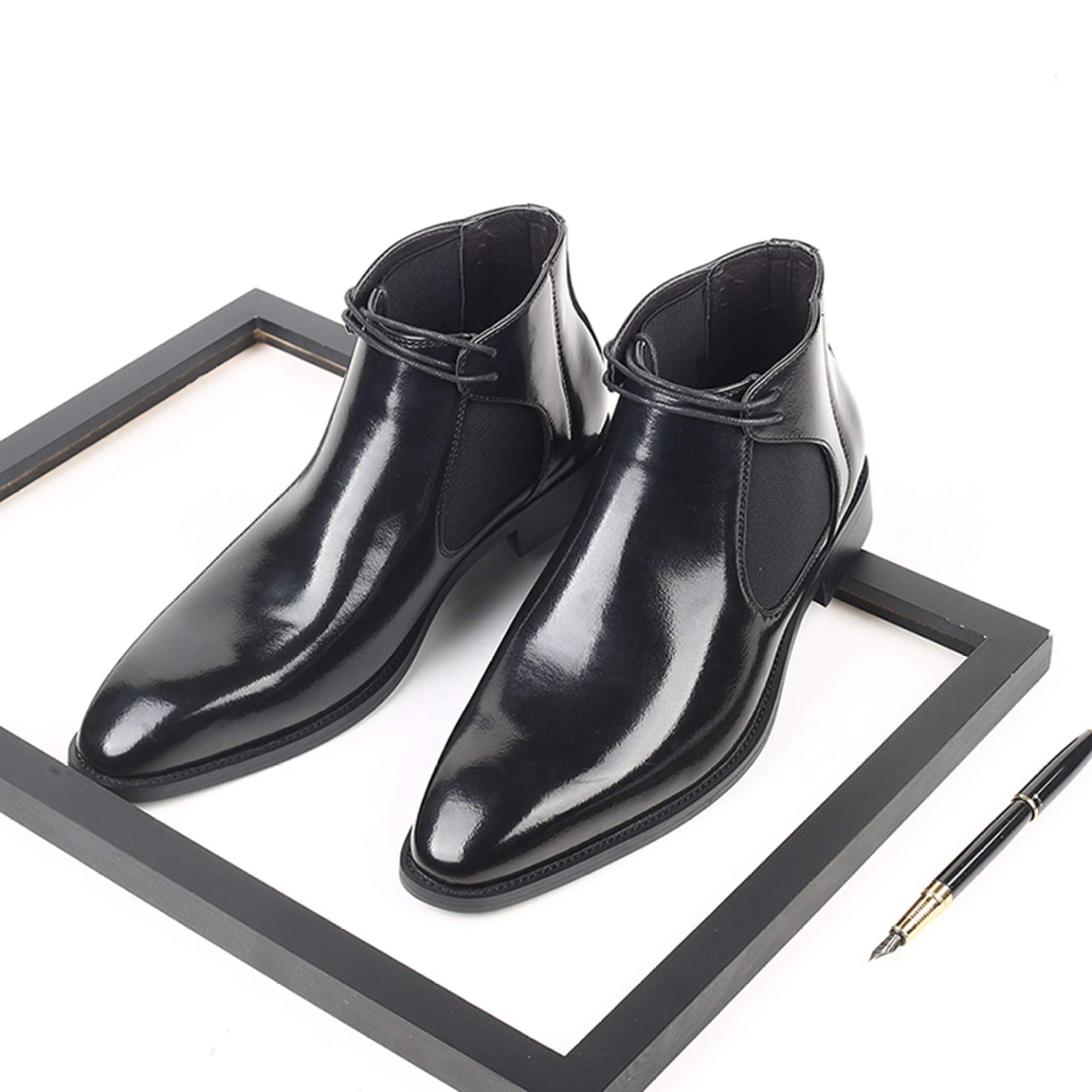 Stivaletti Chelsea per Uomo Tinta Unita Impermeabile Slip-On Stringati Autunno Inverno Stivaletti Comfort Soft Bottom Business Office Stivali in Pelle