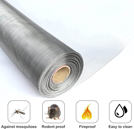 304 Stainless Steel Woven Wire 80 Mesh - for Vent, Filter, Security, Window & Garden Fine Wire Mesh Filtration Cloth