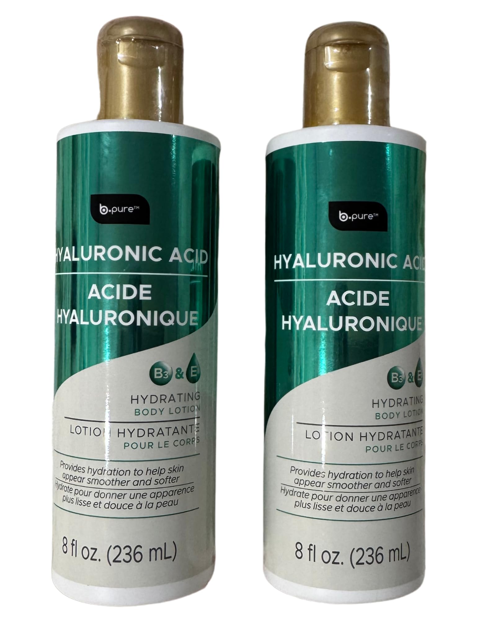 Hyaluronic Acid Hydrating Body Lotion with Vitamin B3 and E, 8 fl oz, 2-Pack