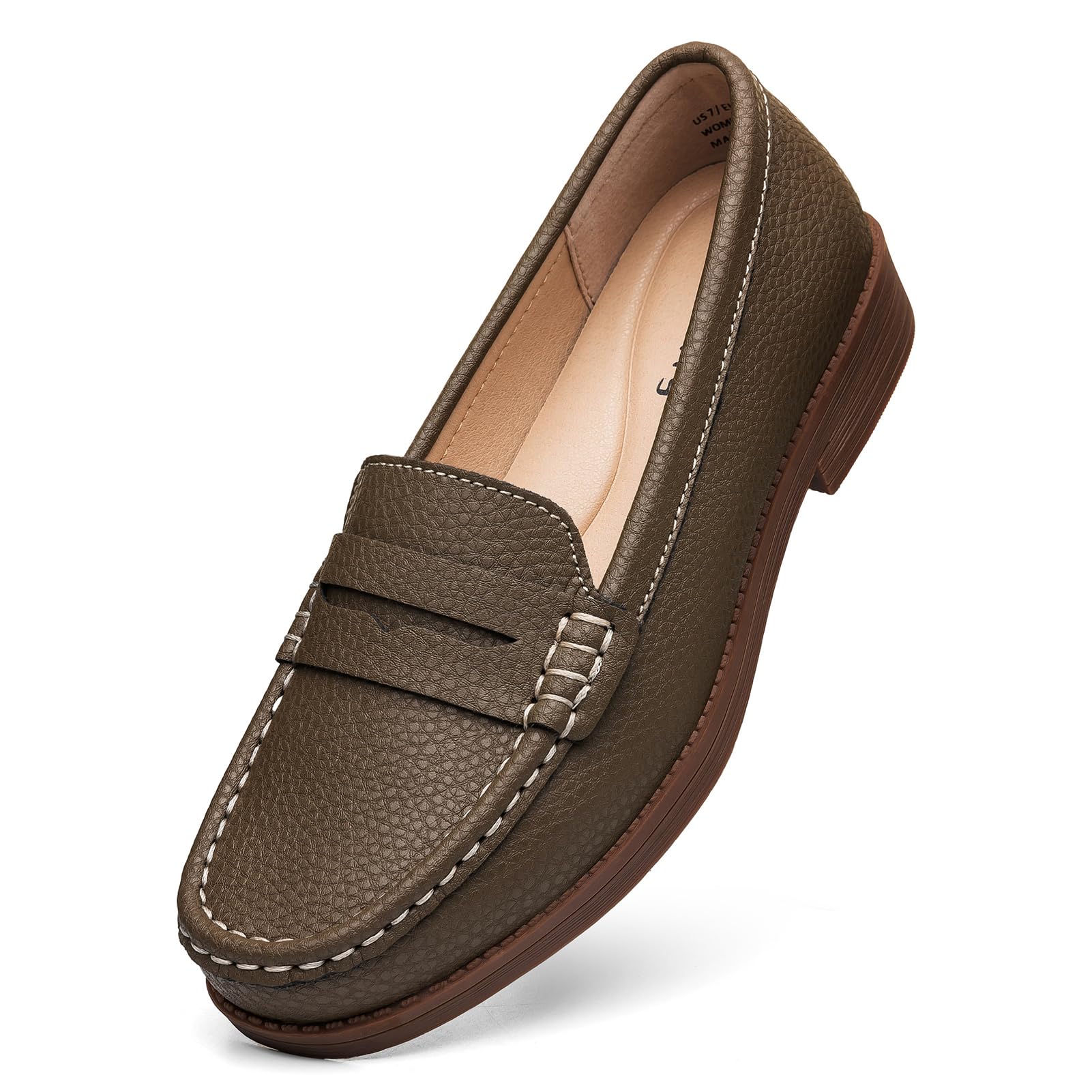 Women's Comfortable Leather Penny Loafers Slip On Business Casual Dress Shoes Lightweight Office Work Flats Everyday Walking Shoes for Women — view 22