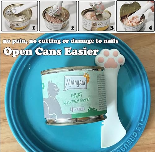 Miniatura 3 de Paquete de 2 cucharas y espátulas para comida de perro y gato, lindas cucharas mezcladoras y abridores de lata para mascotas para comida húmeda para