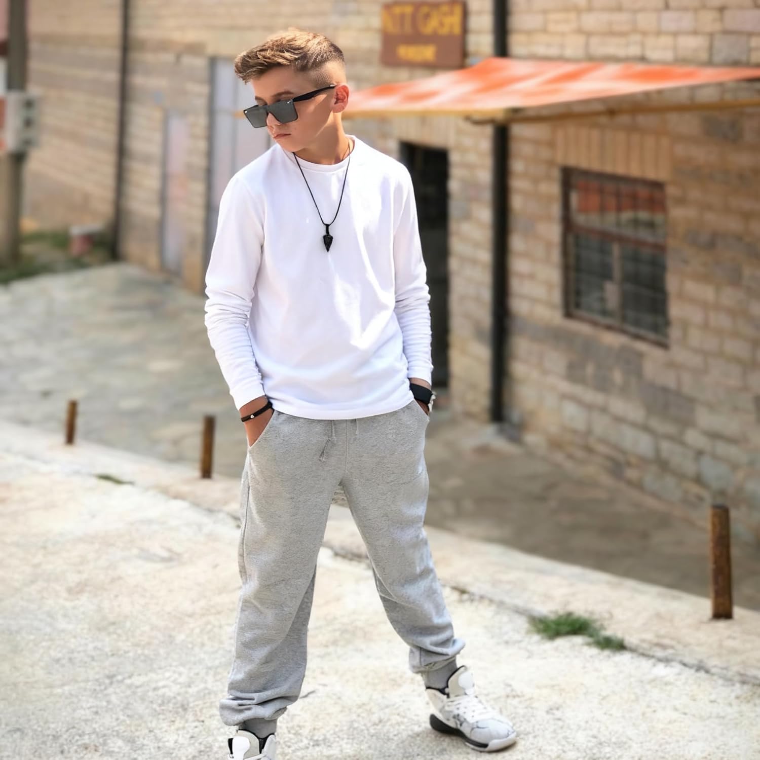 BIG ELEPHANT 3 Pack Boys Sweatpants, Youth Cotton Athletic Joggers Pants with Pockets and Drawstring - Image 3