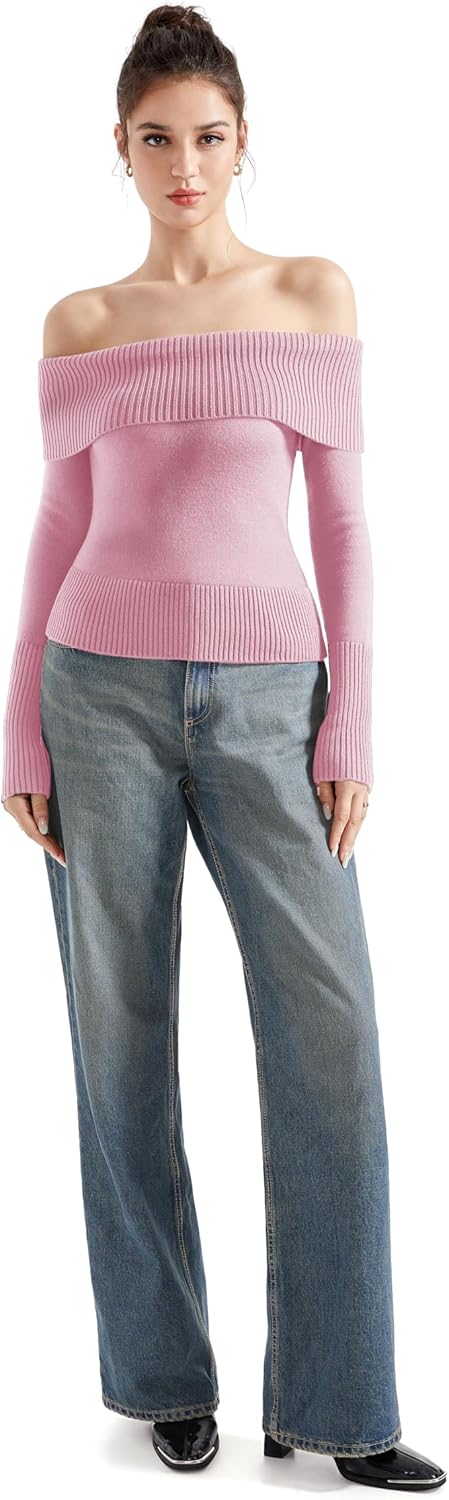 SUUKSESS Women Off Shoulder Sweaters Long Sleeve Ribbed Knit Going Out Fall Tops Blouse - Image 5