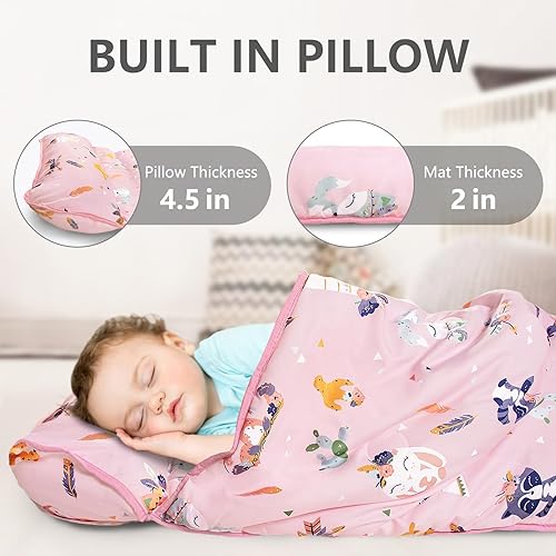 Miniatura 4 de Primlect Tapete para siesta para niños pequeños con almohada y manta, saco de dormir extra grande de 55 x 35 pulgadas, lavable, ligero, fácil de