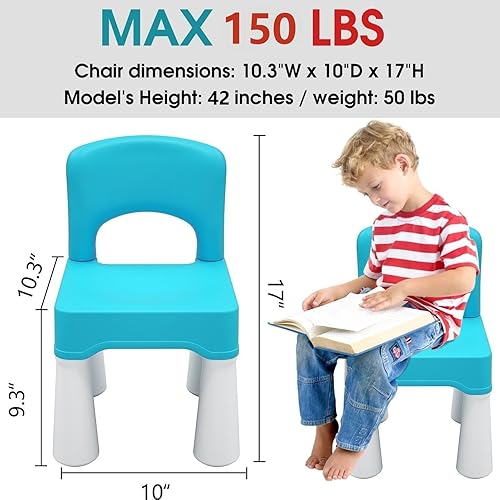 Miniatura 2 de burgkidz Silla de Plástico para Niños Pequeños, Silla para Niños Duradera y Ligera, Asiento de 9.3" de Altura, Uso en Interiores o Exteriores para