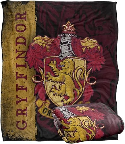 Manta de Harry Potter, 50 x 60 pulgadas, Harry Potter House Crest Gryffindor sedosa al tacto, manta súper suave
