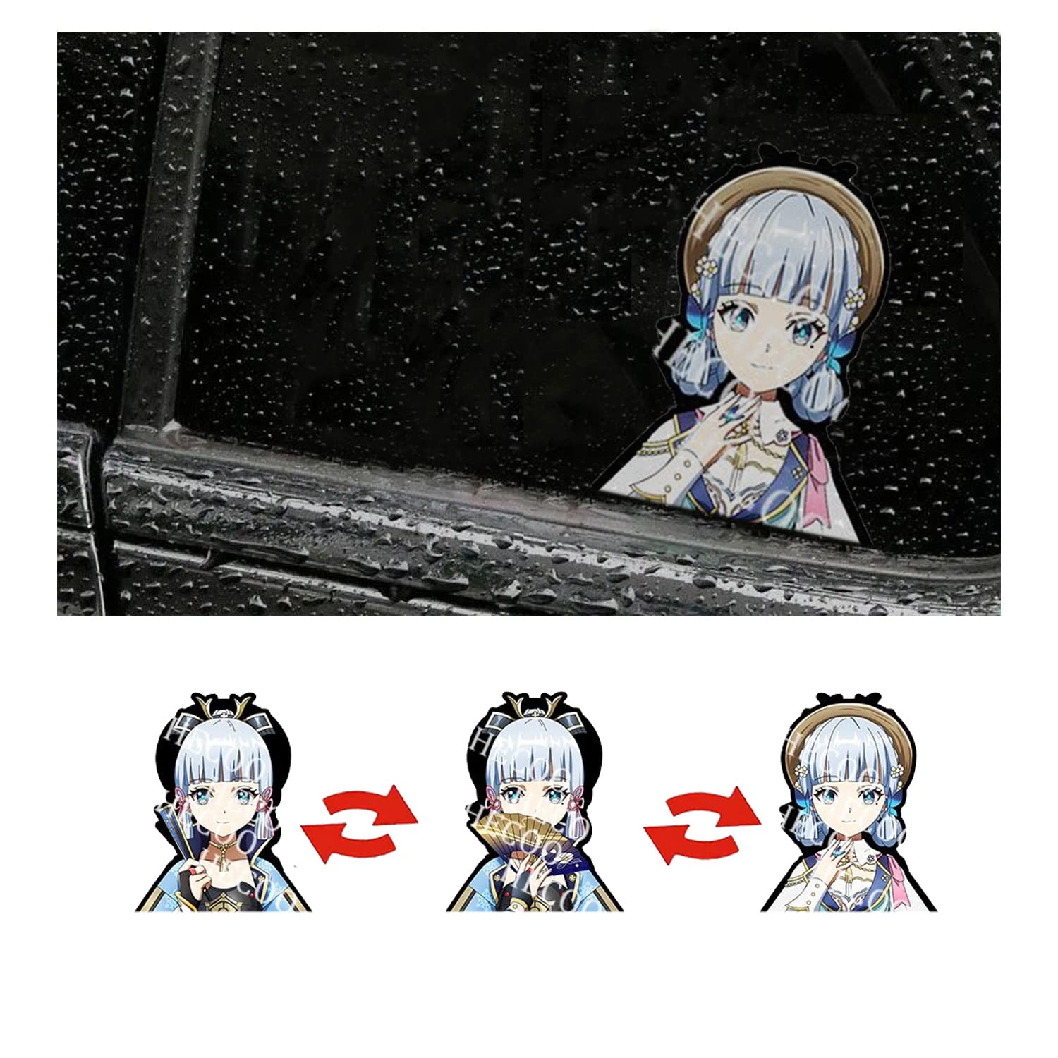 HECOOKamisato Ayaka 3D Anime Dynamic Waterproof Car Stickers 4.13" x 5.11", Illusion Flip Image Japanese Manga Motion Sticker for Car Computer Laptop Skateboard Wall Decor Cool Stickers Anime Gifts