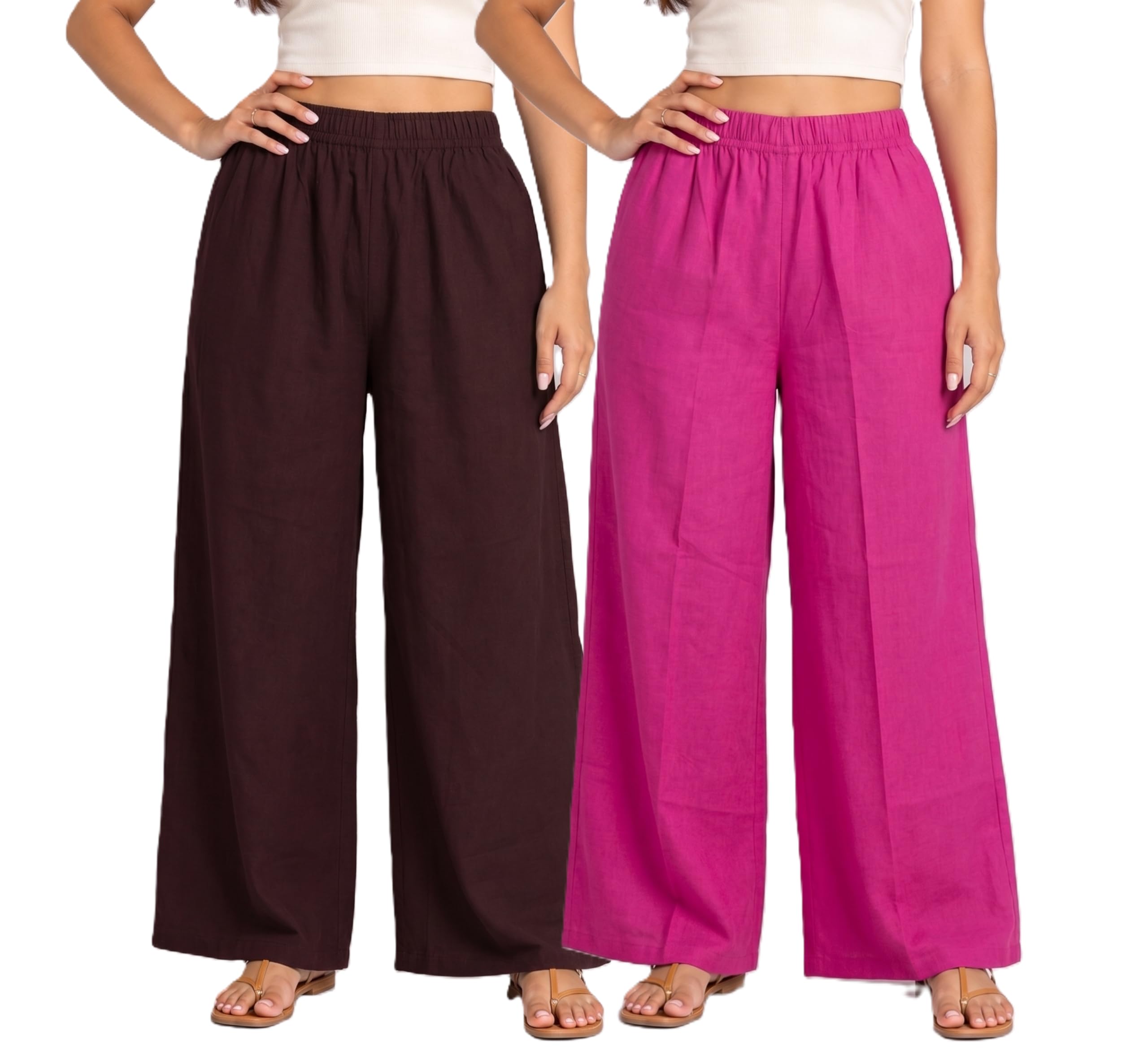 Women Cotton Palazzo Pants | High Waist Elastic Wide Leg Palazzo for Women | Comfortable Cotton Plazoo for Kurti, Office & Casual Wear Available Size XXL-image-46
