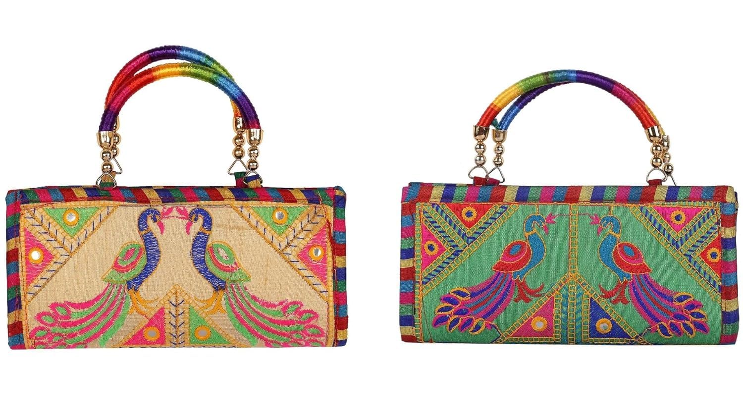 FURNISHFUL FINESSEClutch Bags for Women Rajasthani Jaipuri Embroidered Mirror Work Ethnic Multicolor Cotton Hand Bags for Girls Handmade Purses for Ladies - 13x25 Cms - Pack of 2 (B0CKW5QV8L) Amazon Price History, Amazon Price Tracker