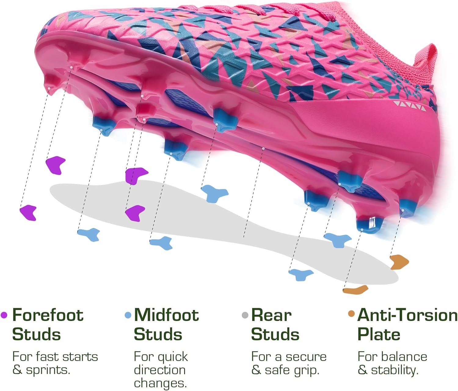 DREAM PAIRS Kids High-Speed Soccer Cleats with TPU Anti-Twist Plate Firm Ground Outdoor Athletic Sport Football Shoes - Image 3