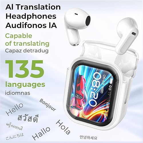 Miniatura 4 de Auriculares de traducción NE20, auriculares Bluetooth 5.4, pantalla LED, 135 auriculares traductores de idiomas, dispositivo de traducción 4 en 1,